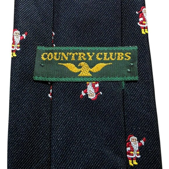 VTG Christmas Santa Claus Silk Neck Tie England Country Club Embroidered Holiday - Picture 3 of 7